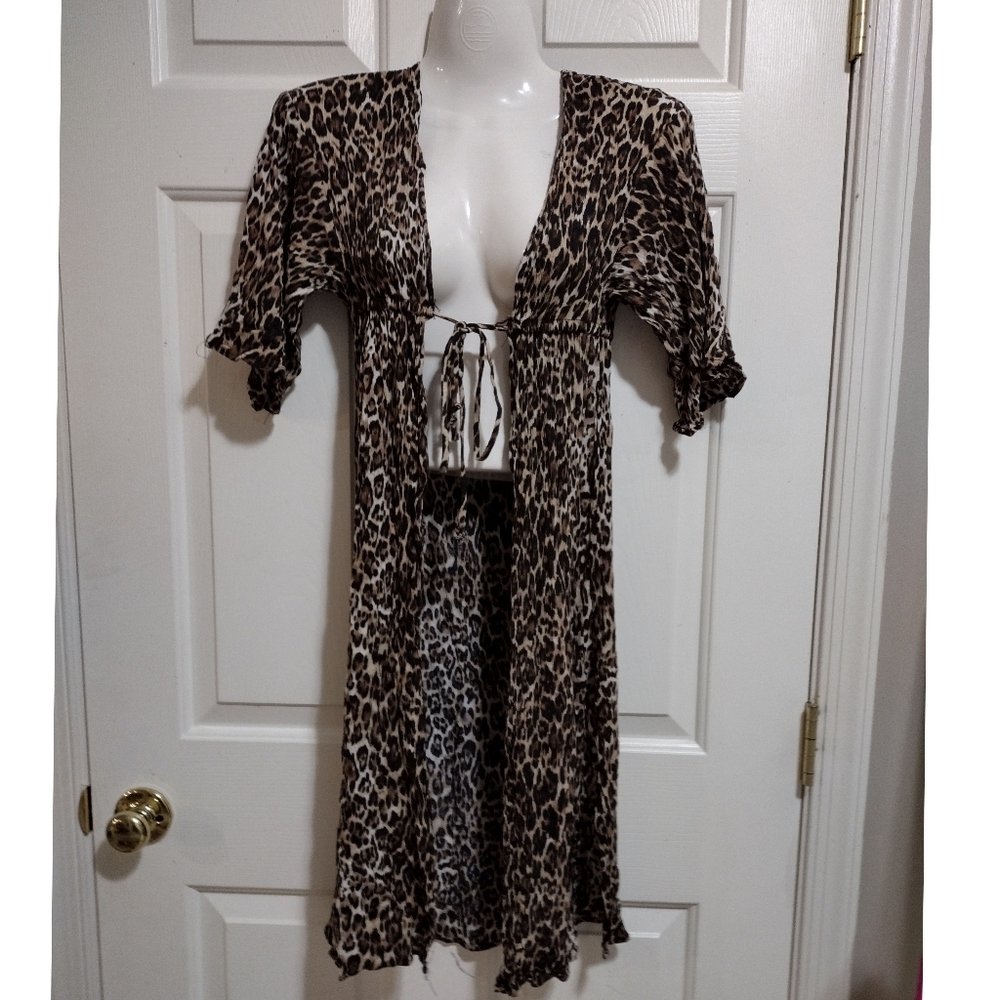 Adam Levine Animal Print Front Tie Beach Cover-up Women's Small